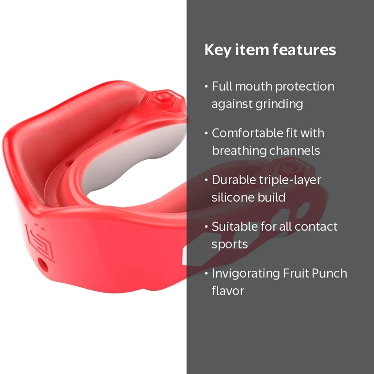 Shock Doctor, Gel Max Mouthguard, Adult, Red, Plastic, Fruit Punch