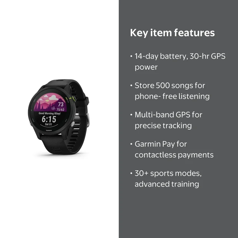 Garmin Forerunner 255 Music Smartwatch, Black - GPS, Training Tips