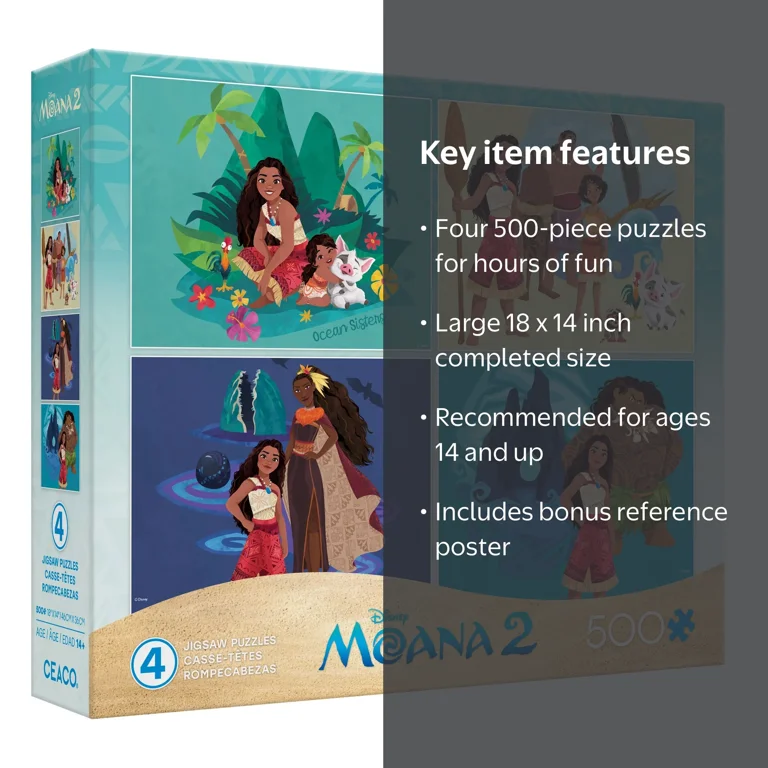 Ceaco 4 In 1 Multipack Disney Moana Jigsaw Puzzle Set - 500 Pieces