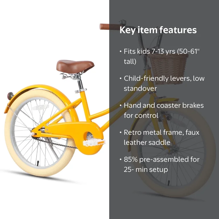 Glerc Little Molly 20 inch Kids Girls Bike for 7-13 Years Old