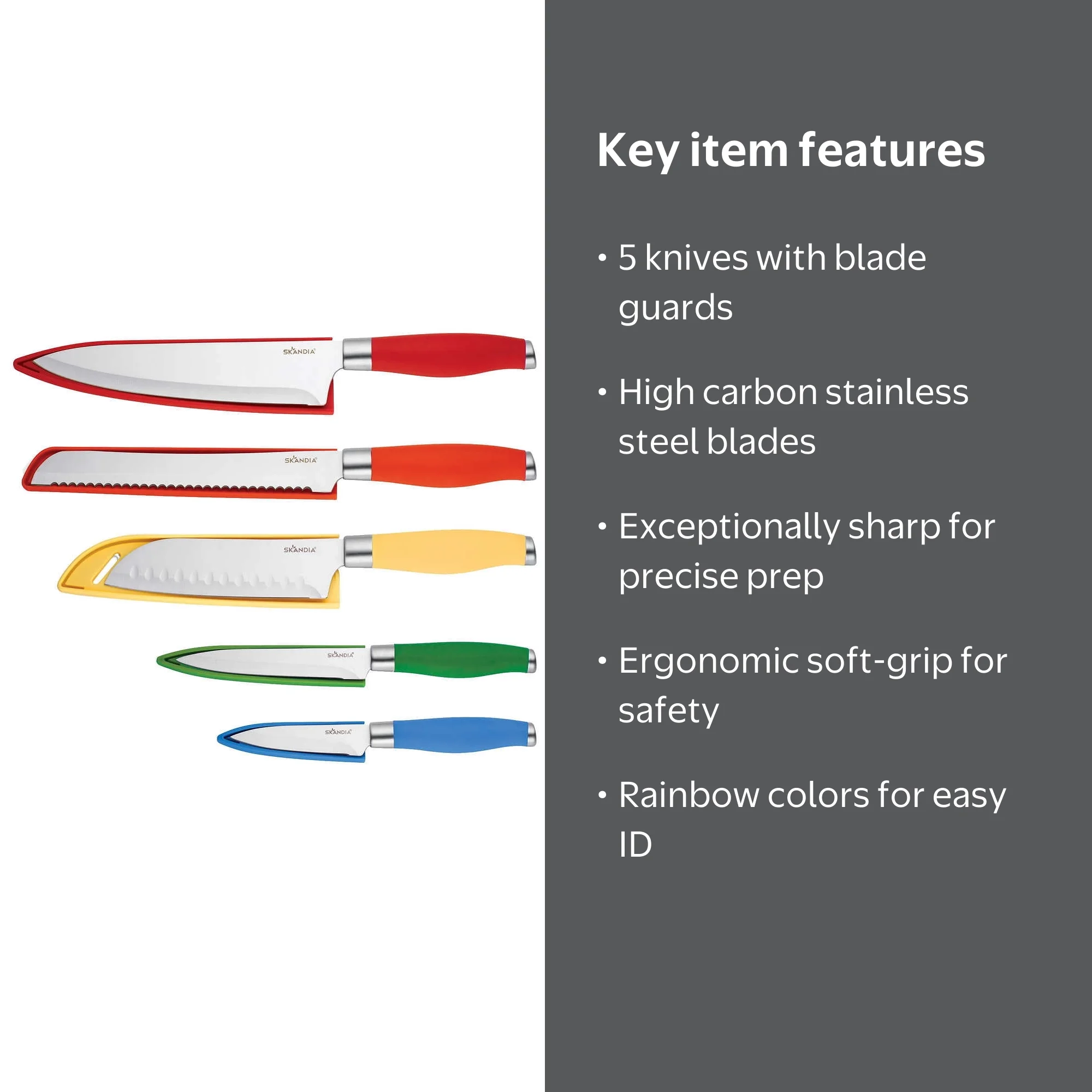 Skandia Sekai Stainless Steel 5 Piece Kitchen Cutlery Set with