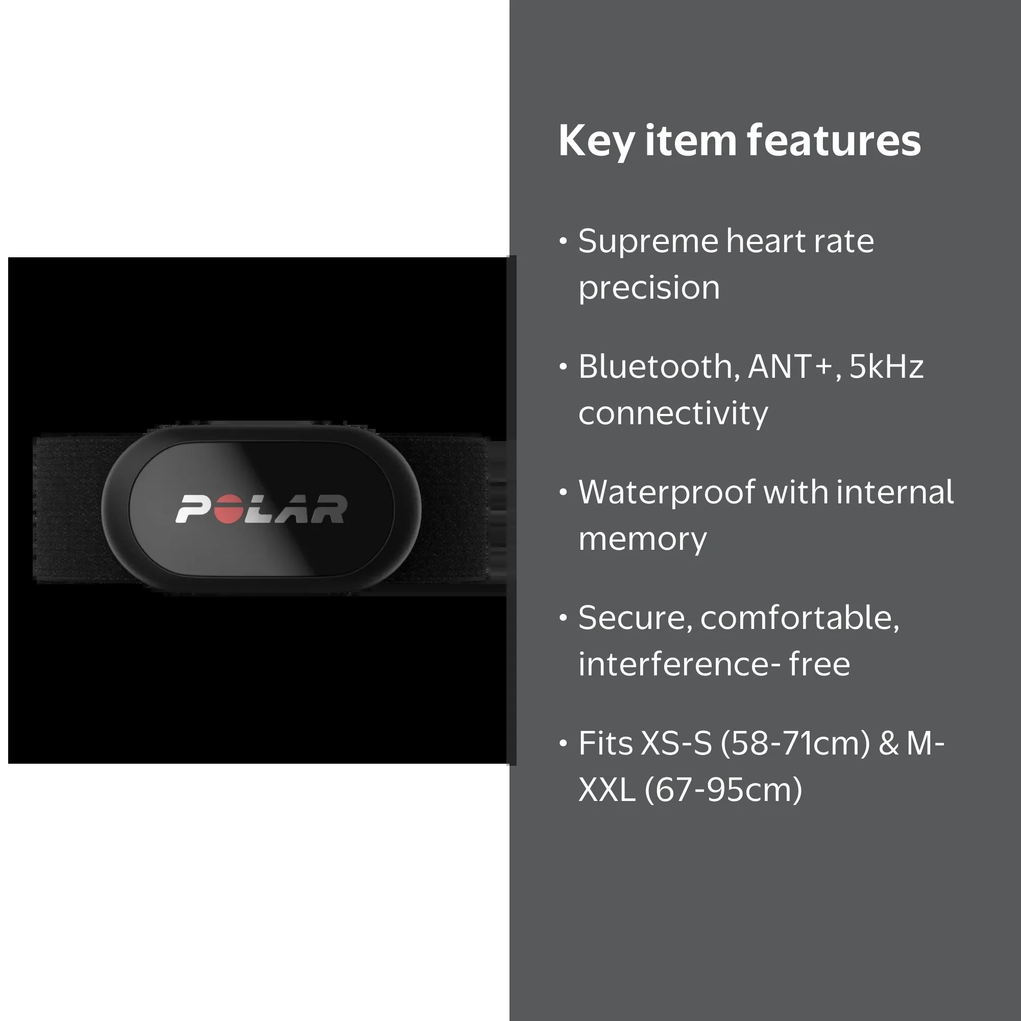Polar H10 Heart Rate Monitor – ANT+ , Bluetooth – HR Sensor for