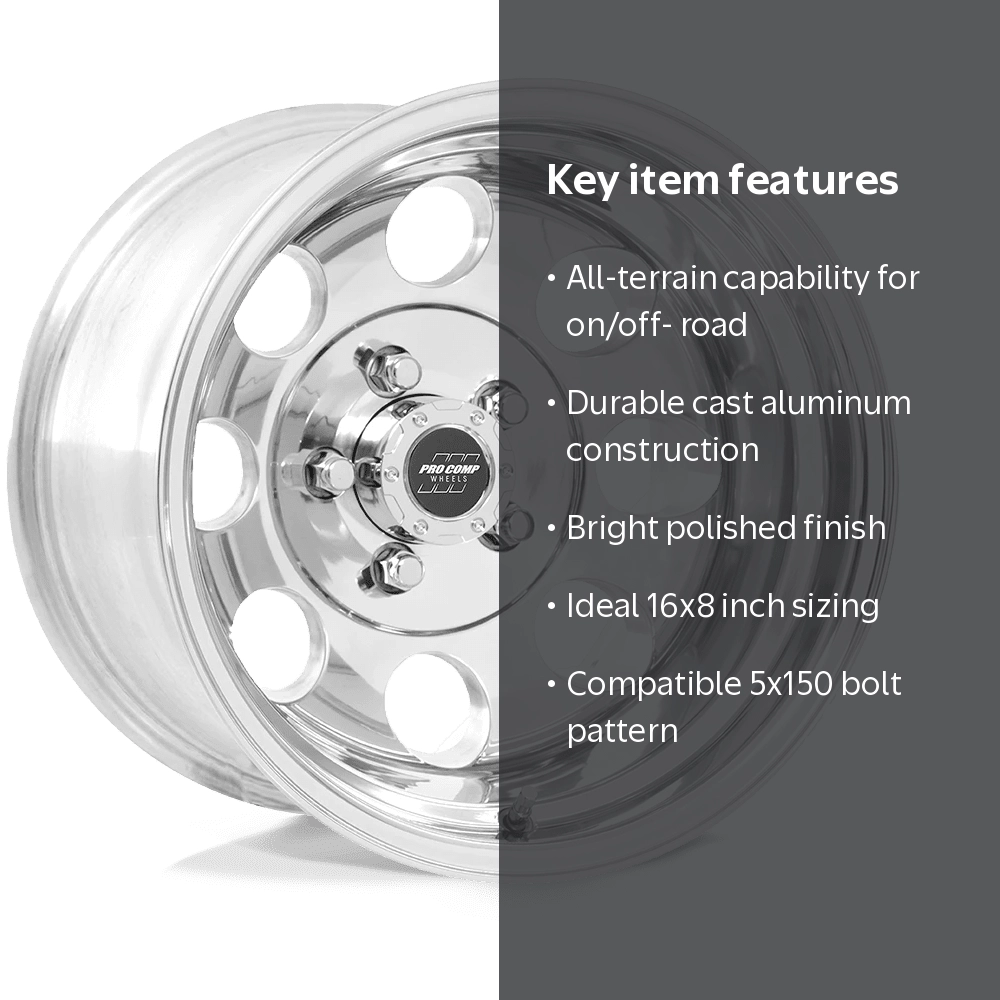 Pro Comp, Cast Aluminum Wheel, PXA1069-6855, 16x8 5x150 POLISH