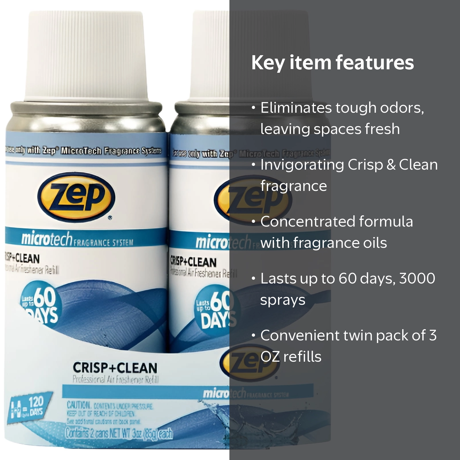 Zep 2 Pack 3 OZ Crisp & Clean Fragrance Refill Deodorizer Spray