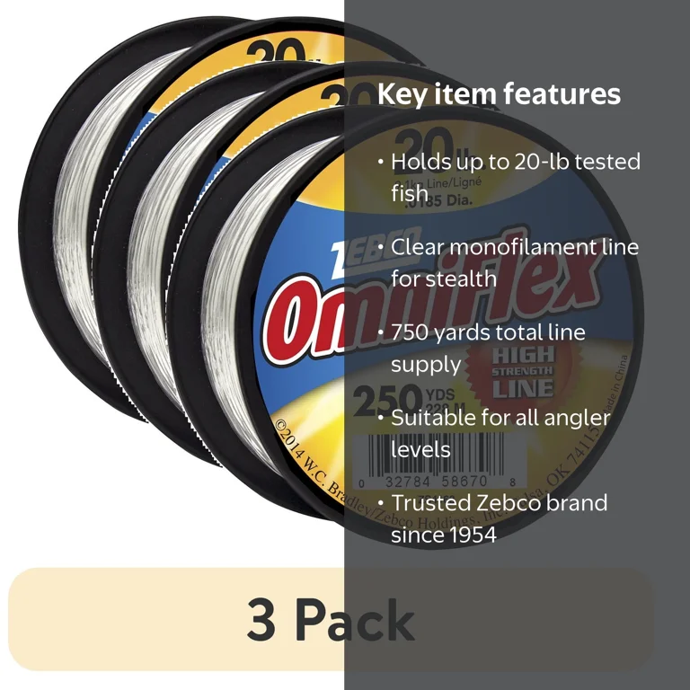 Zebco Omniflex Monofilament Fishing Line 20-Pound Test 3 Pack 250