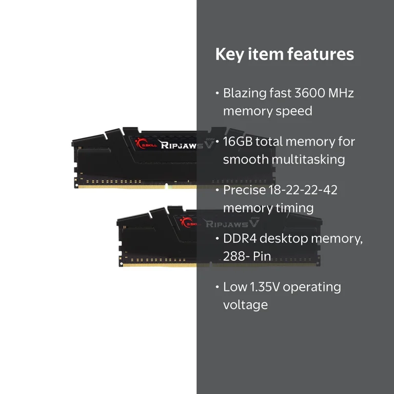 G.skill, Desktop Memory, 16GB DDR4 3600, Model F4-3600C18D-16GVK