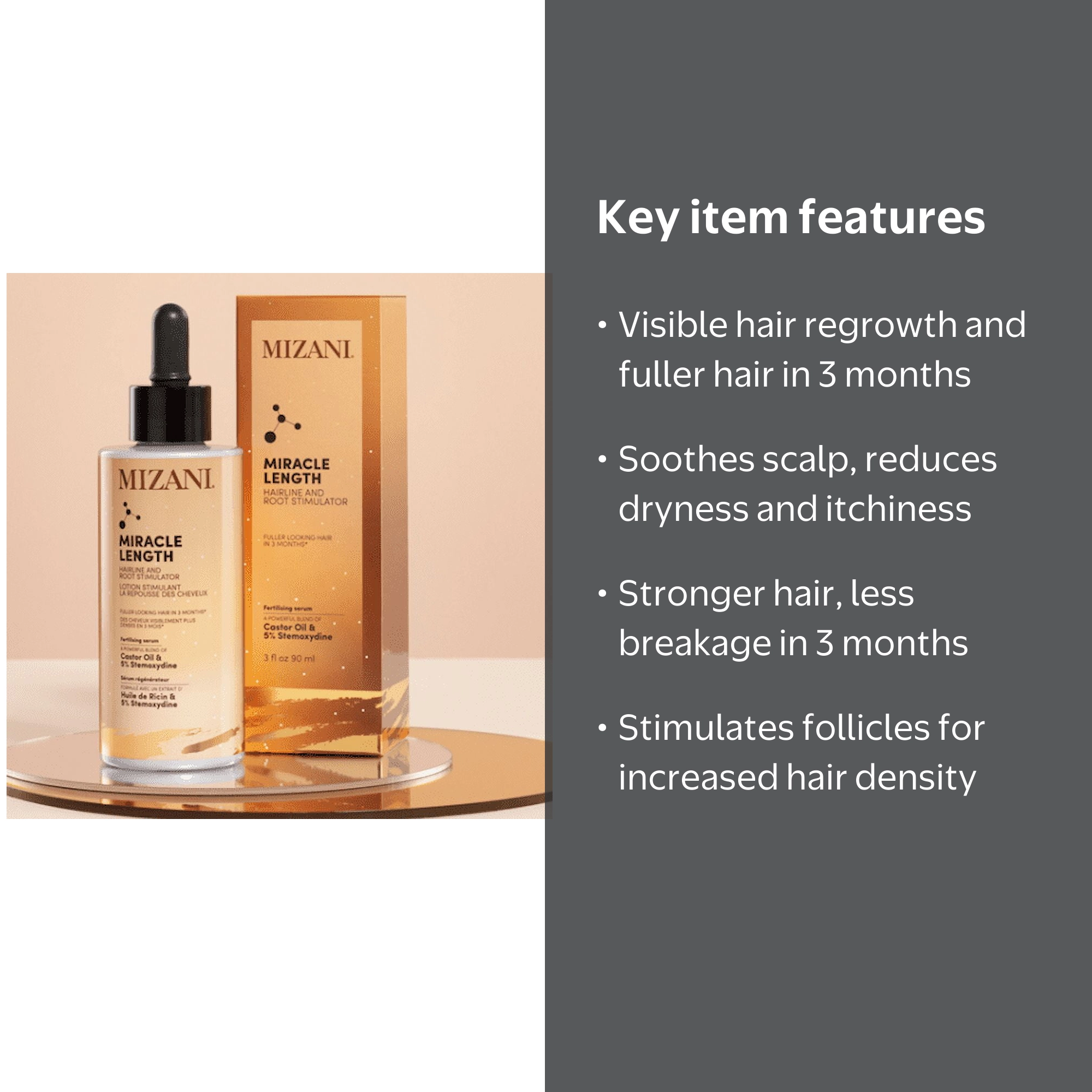MIZANI Miracle Length Hairline and Root Stimulator, 90ml, Promotes