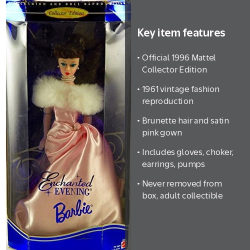 Enchanted Evening Barbie Doll Brunette 1960 Reproduction 1995