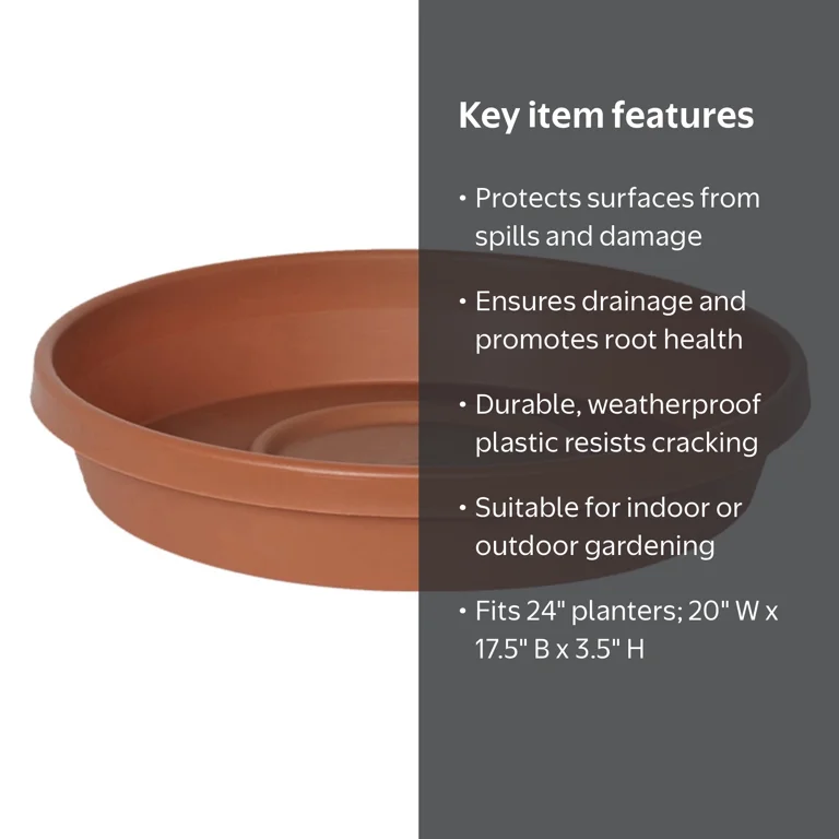 Bloem 24-in Indoor Round Plastic Plant Saucer Tray with Drainage