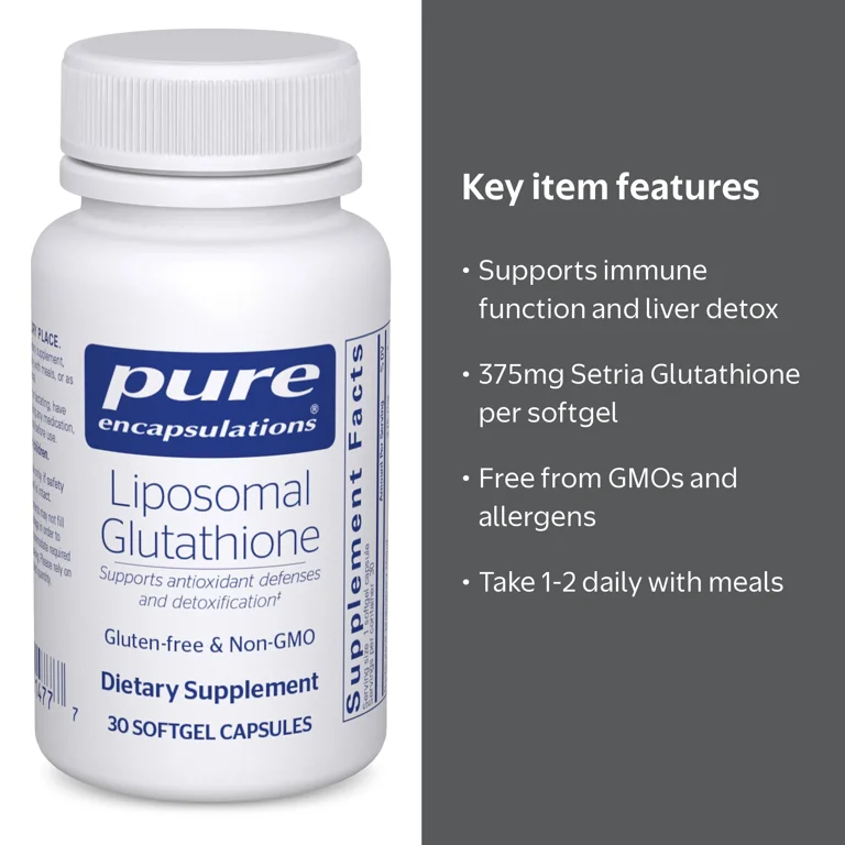 Pure Encapsulations Liposomal Glutathione - Immune Support & Liver Detox* - Antioxidant Protection - With Setria Glutathione - Non-GMO