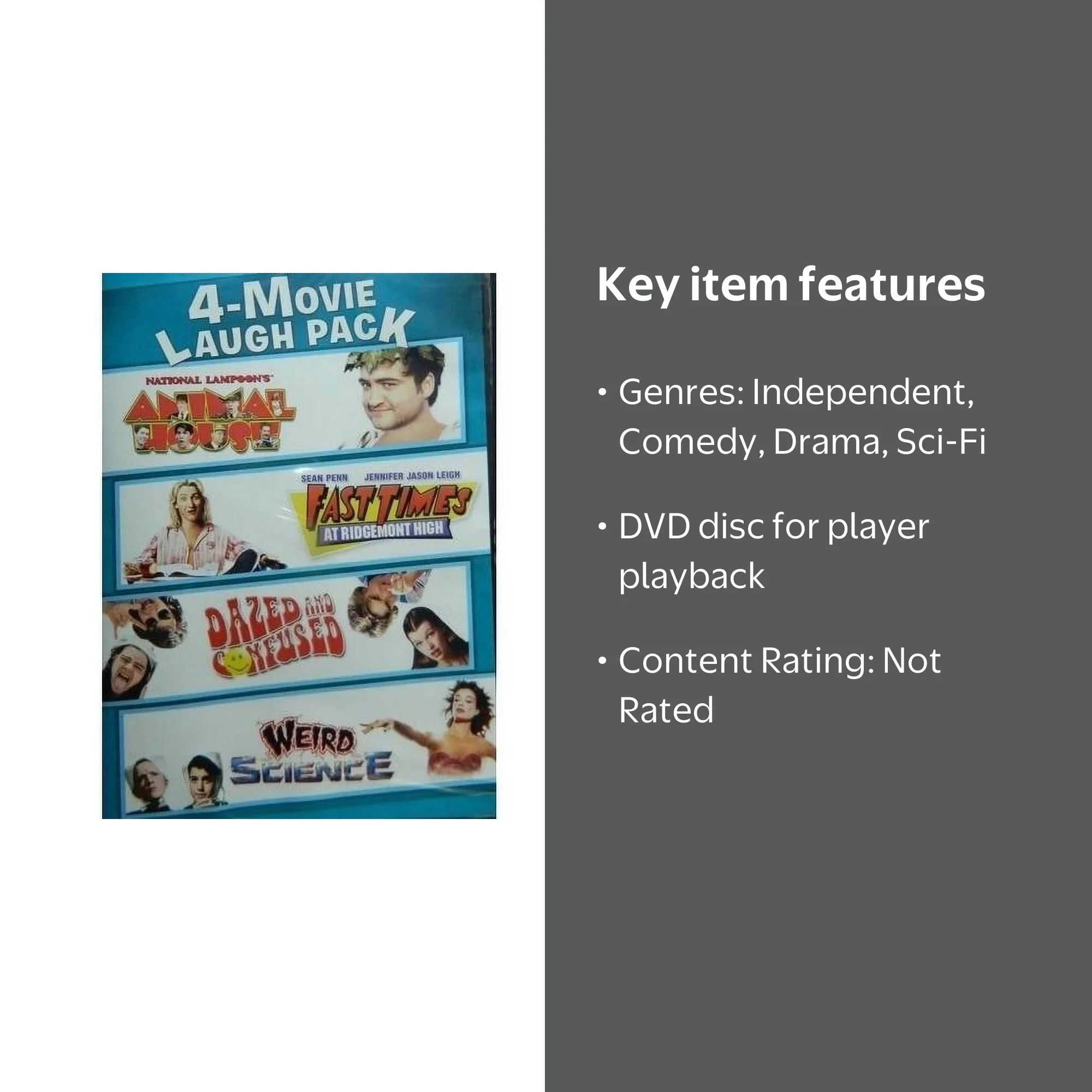 SDS 4-Movie Laugh Pack DVD including Animal House, Fast Times at