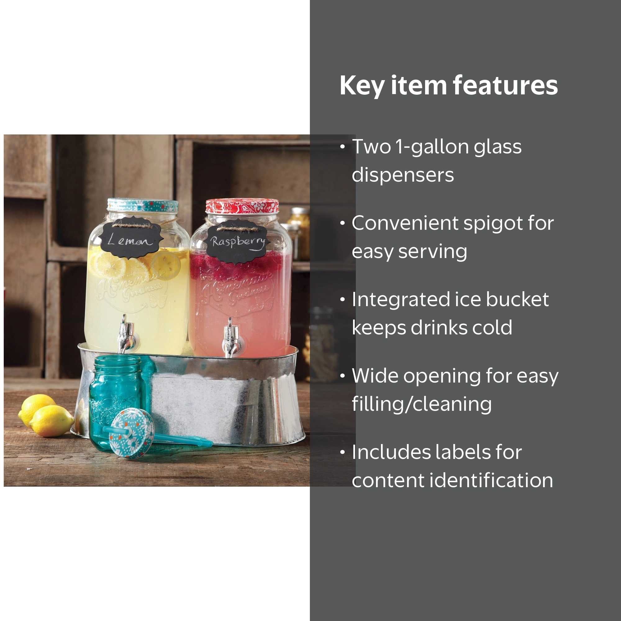 The Pioneer Woman Drink Dispenser Set with Ice Bucket, Chalkboards