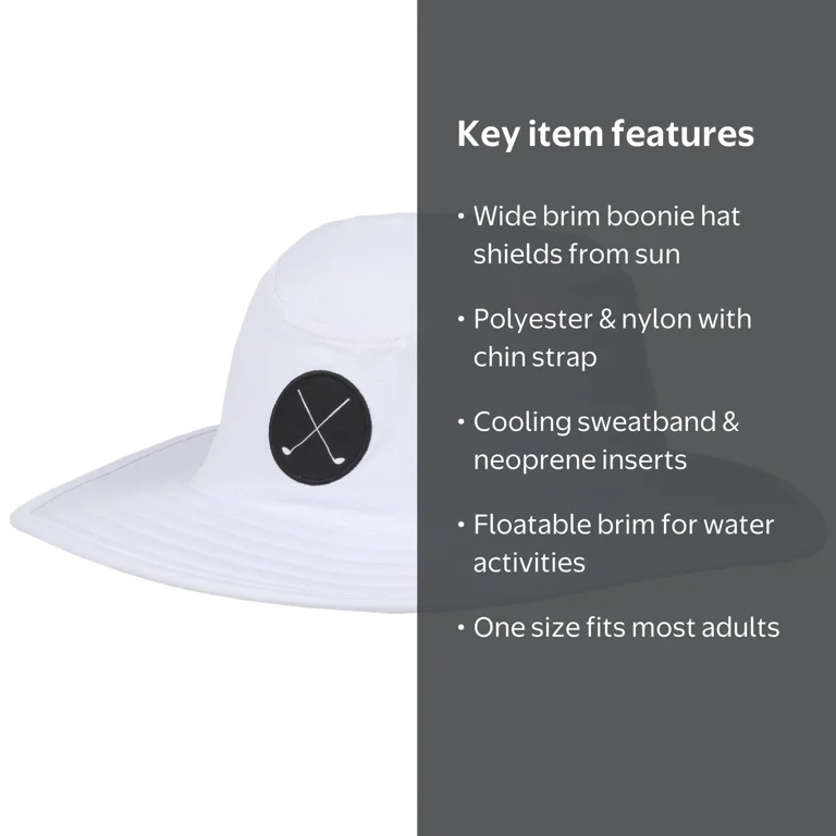 Signatures Adult White Wide Brim Golf Hat - Sun Protection