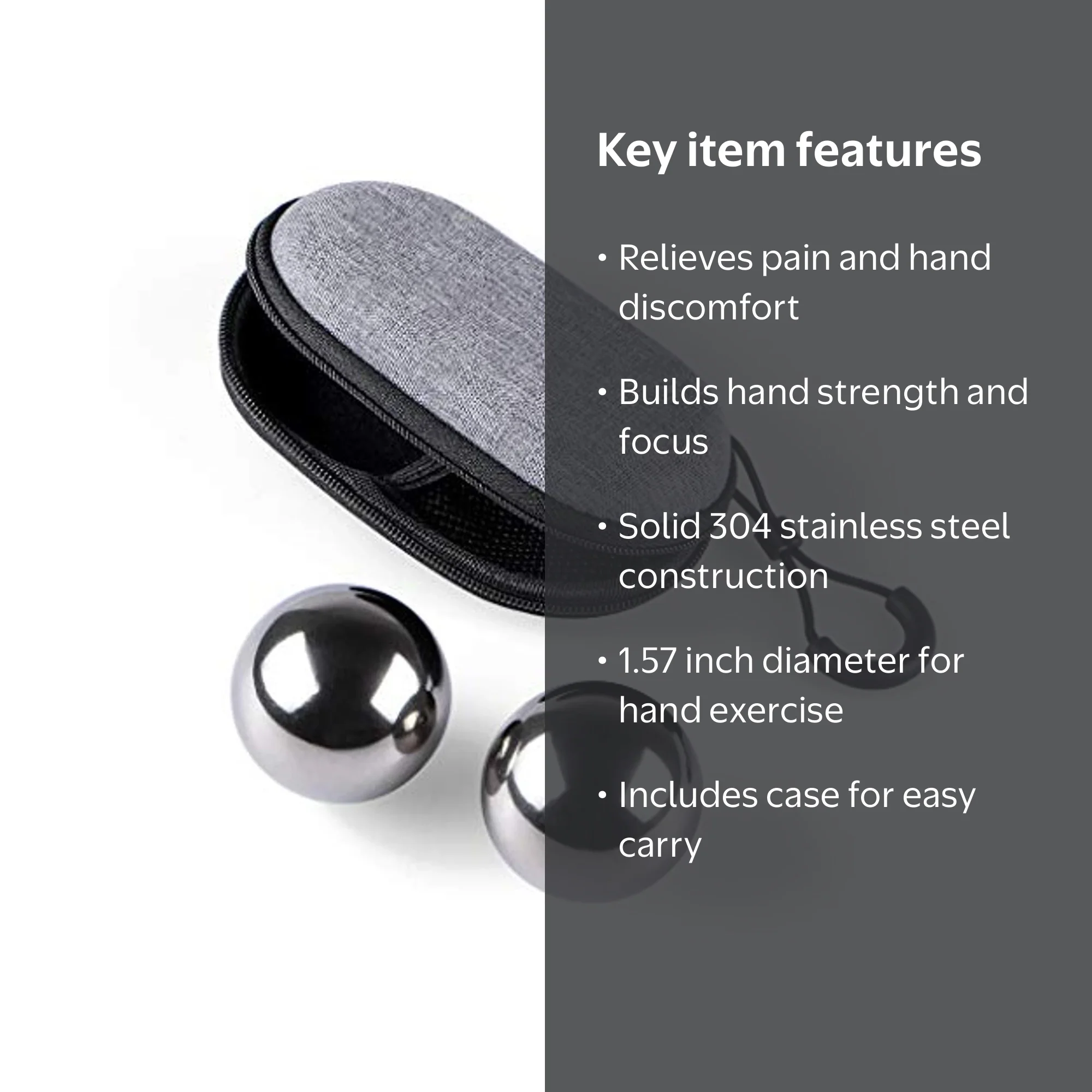 LiJingR, Palm exercise ball, 1.57 inches, Stainless Steel Silver
