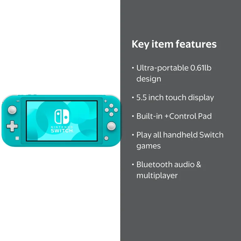 Nintendo, Nintendo Switch Lite Console, Turquoise, 2019 New
