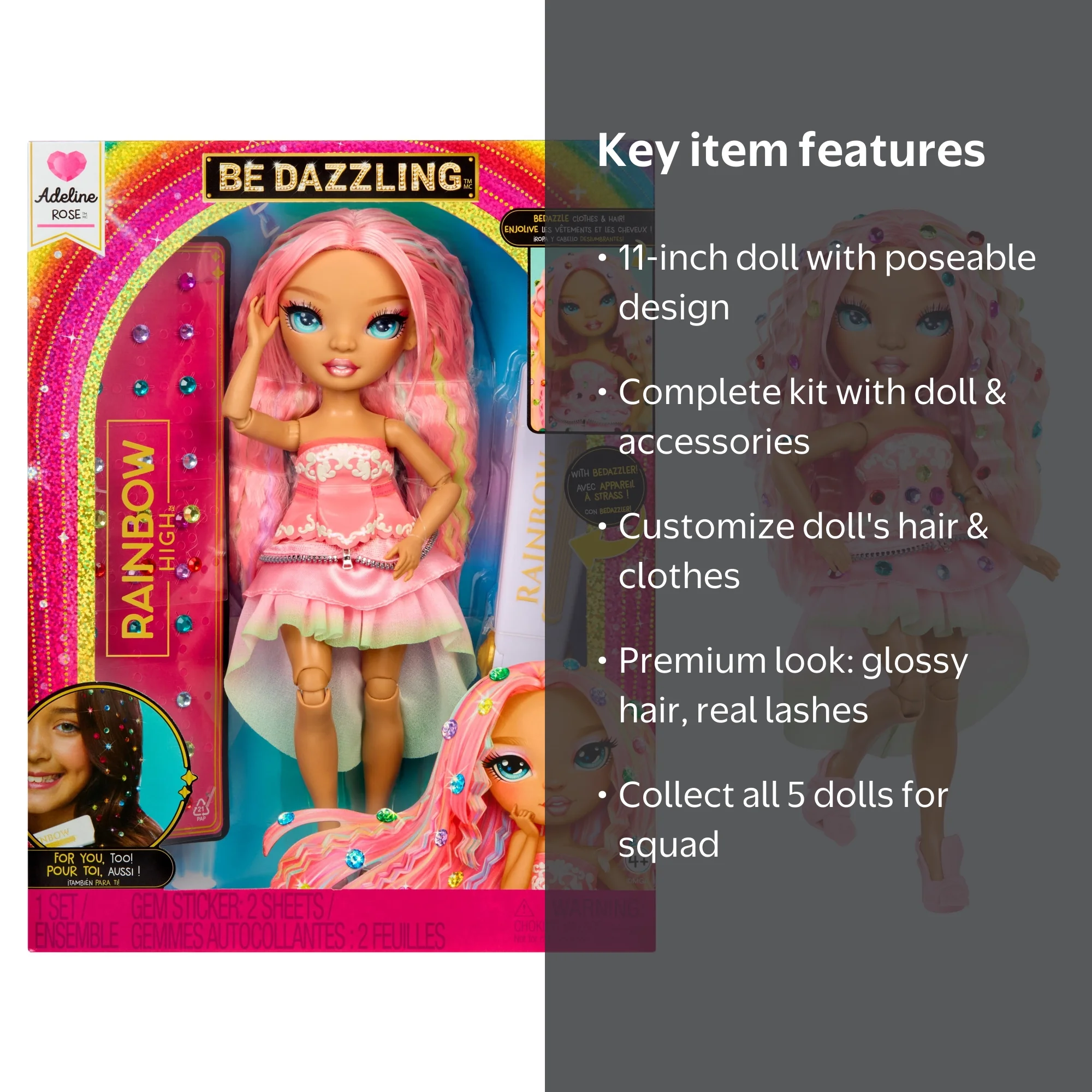 Rainbow High, Be Dazzling Fashion Dolls, Adeline Rose, Pink