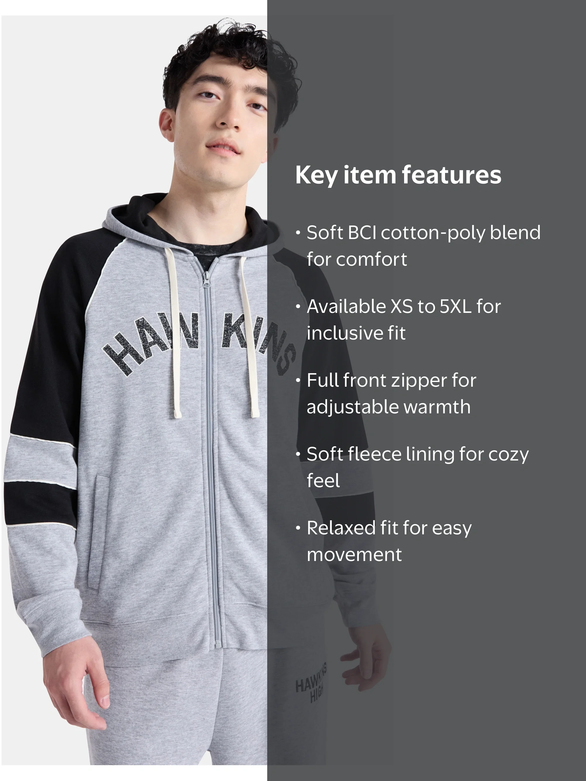 Netflix Stranger Things Hawkins Graphic Zip-Up Hoodie from No