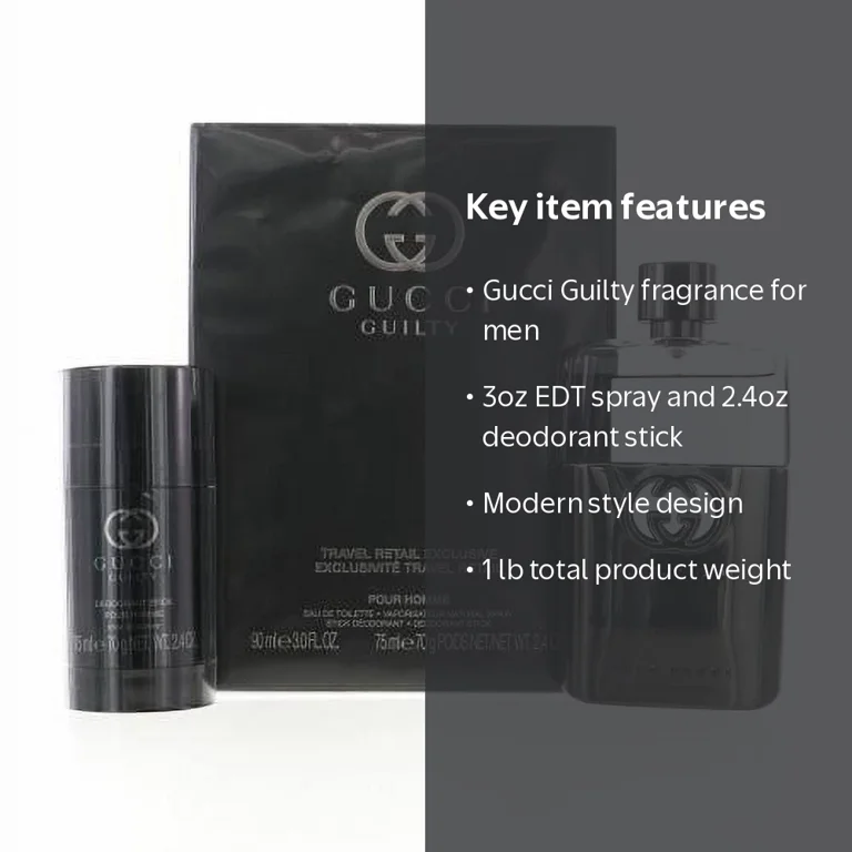 Gucci Guilty Men 2-Pc Gift Set 3oz EDT Spray and Deodorant Stick