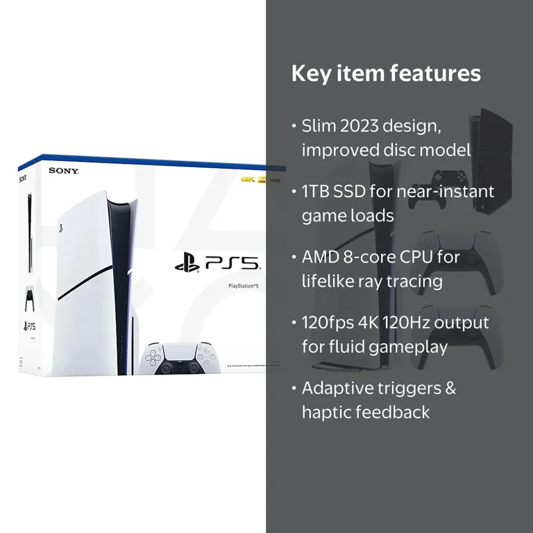 PlayStation 5 Slim Disc Version, AMD Ryzen Zen 8 Cores CPU, 1TB