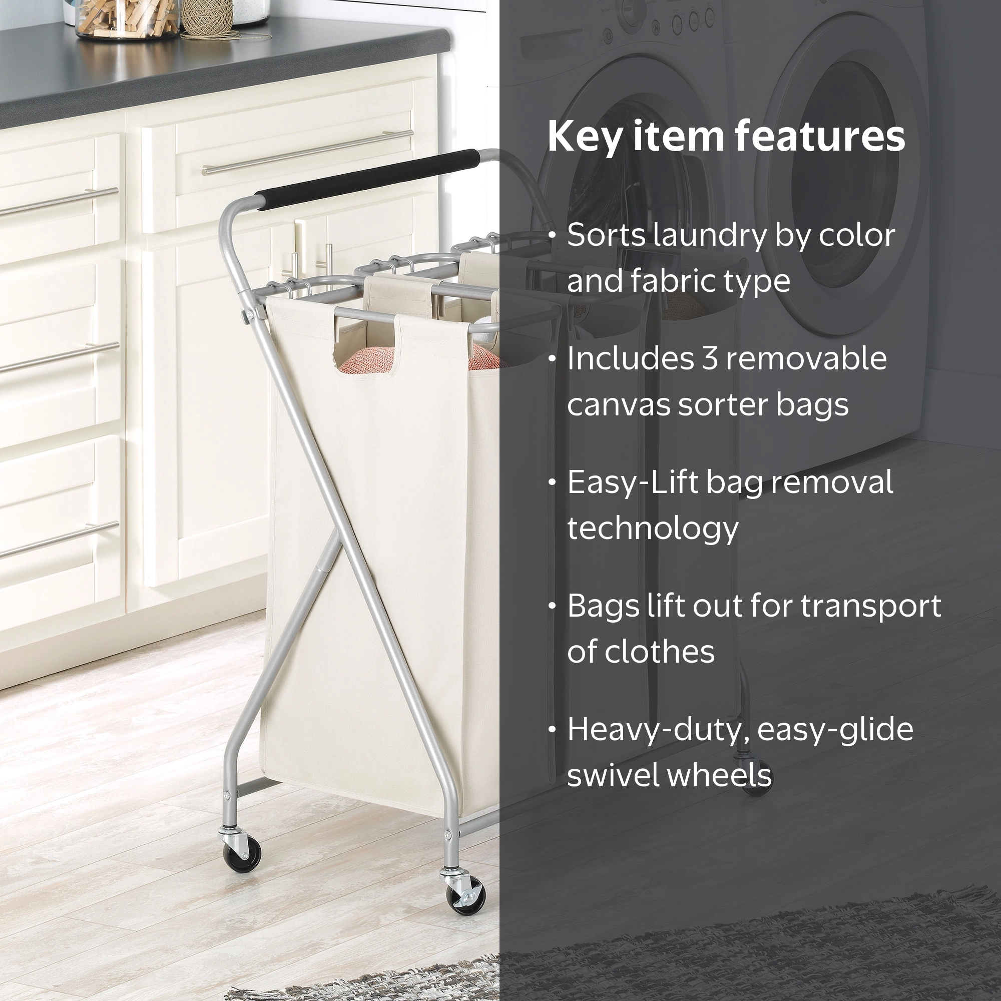 Whitmor Triple Laundry Sorter with Wheels - Walmart.com