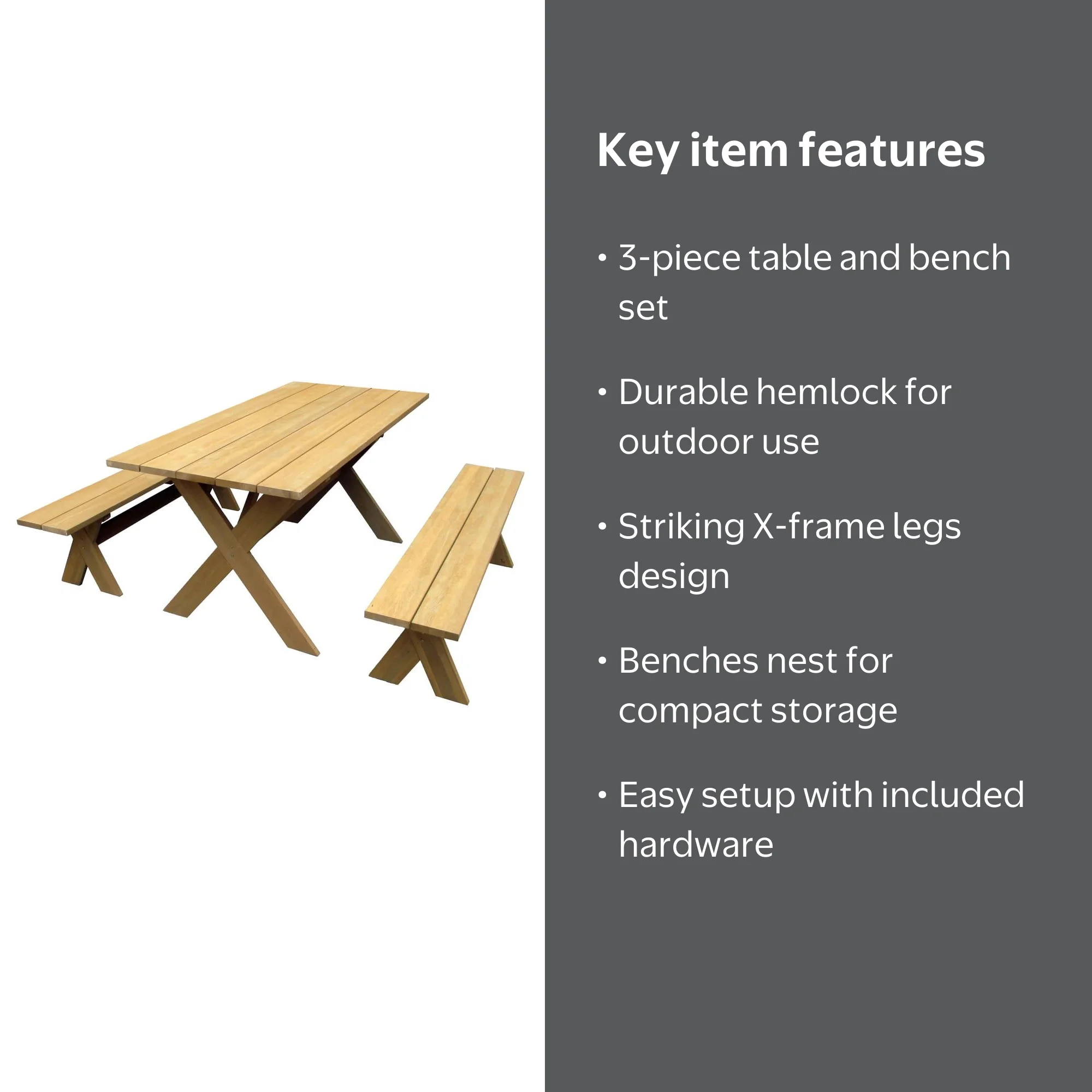 Northbeam X-Frame Picnic Table Dining Set - Walmart.com