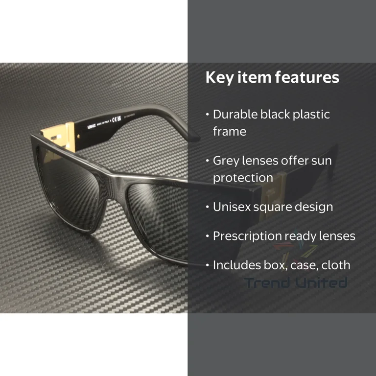 Versace, Square Sunglasses, VE 4296 GB1/87, Unisex Black 59mm