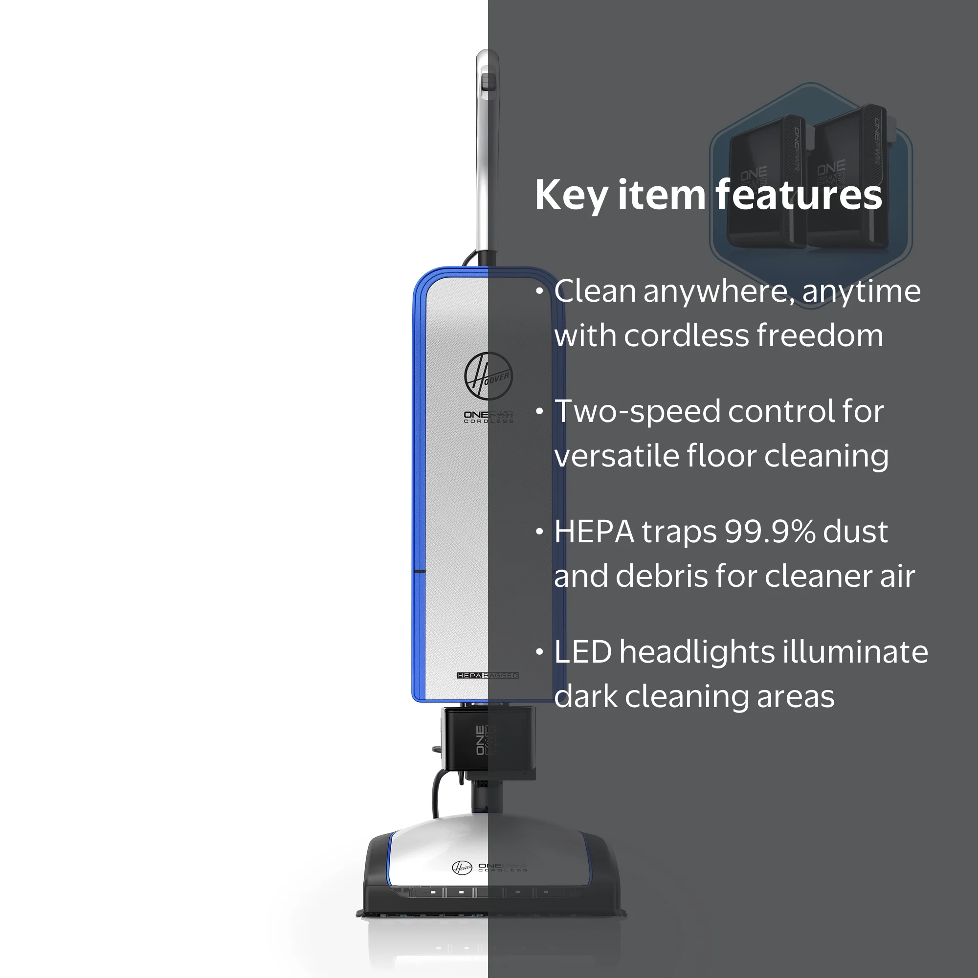 Hoover ONEPWR Lightweight HEPA Cordless Bagged Upright Power