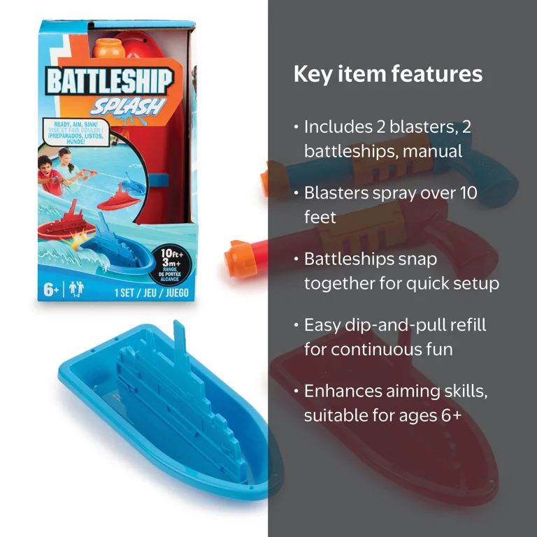 Hasbro Battleship Splash Game with water blasters for outdoor fun