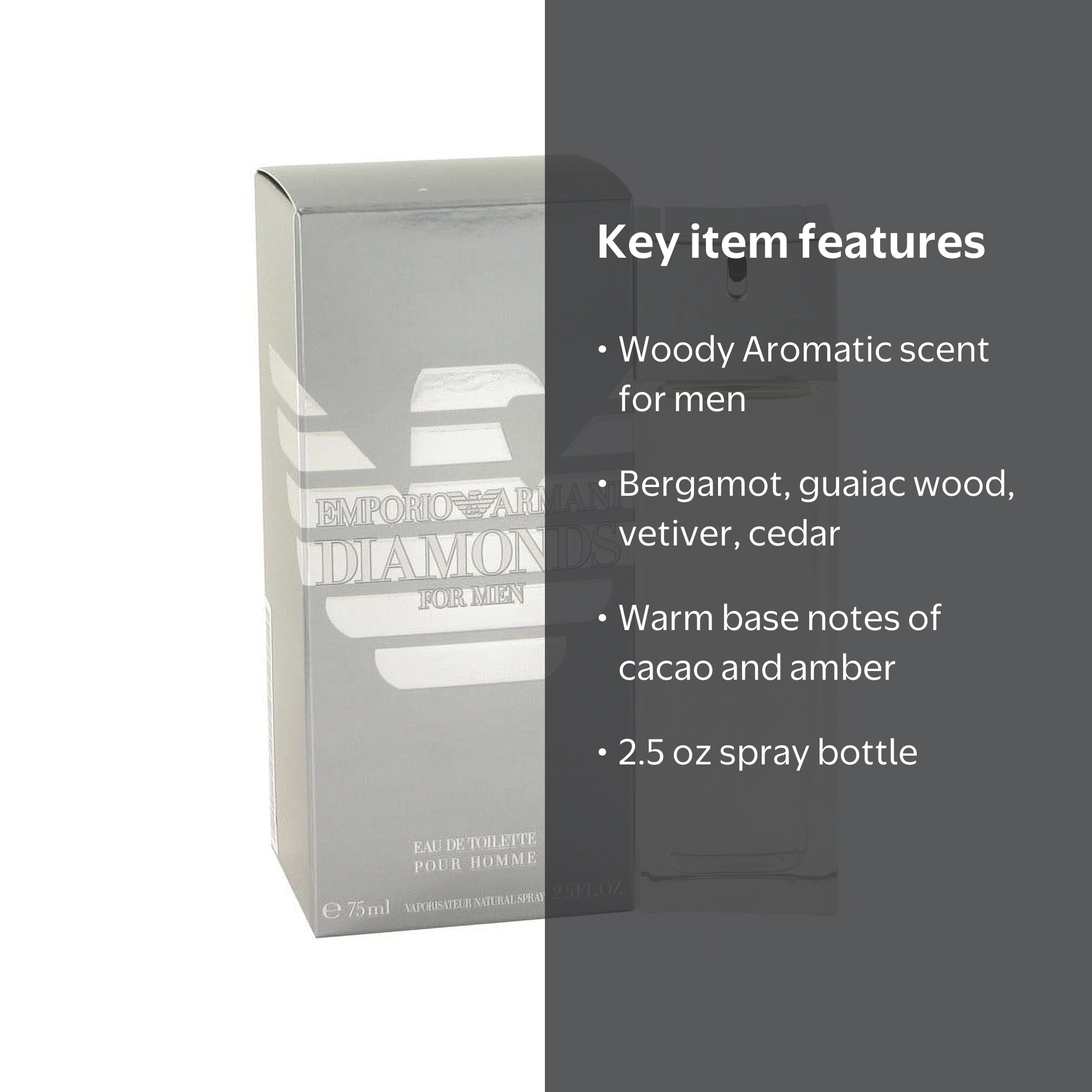 Emporio Armani Diamonds Men's EDT Spray, 2.5 oz, Woody Aromatic