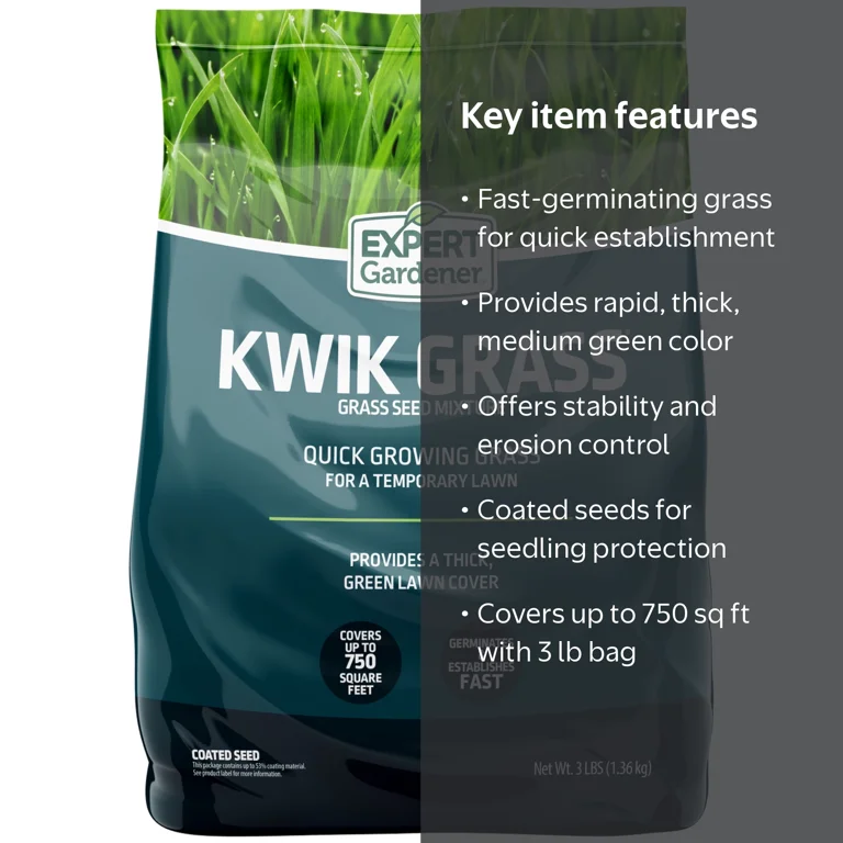 Expert Gardener Kwik Grass Seed Mix for Sun to Partial Shade, 3 lb