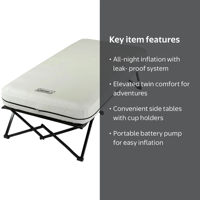 Coleman, Airbed Cot, Twin, with Side Tables and Pump - Walmart.com