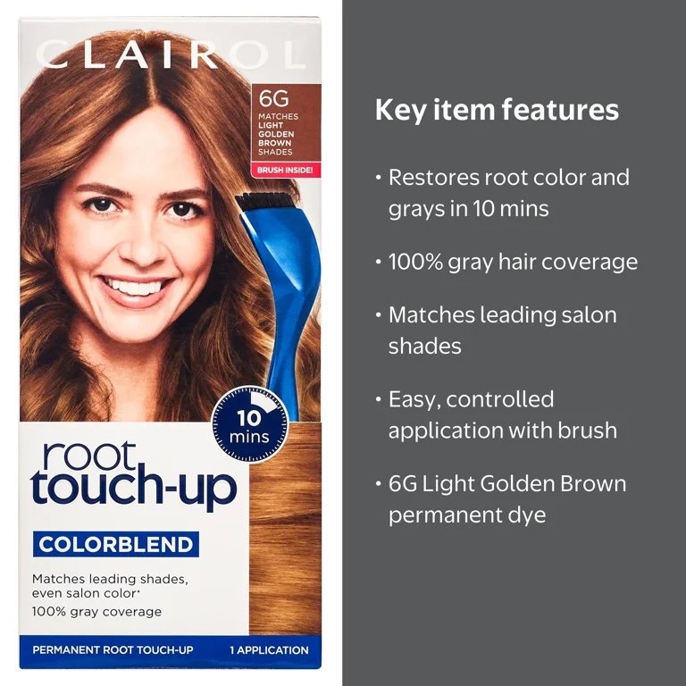 Clairol Root Touch-Up Permanent Hair Dye, 6G Light Golden Brown