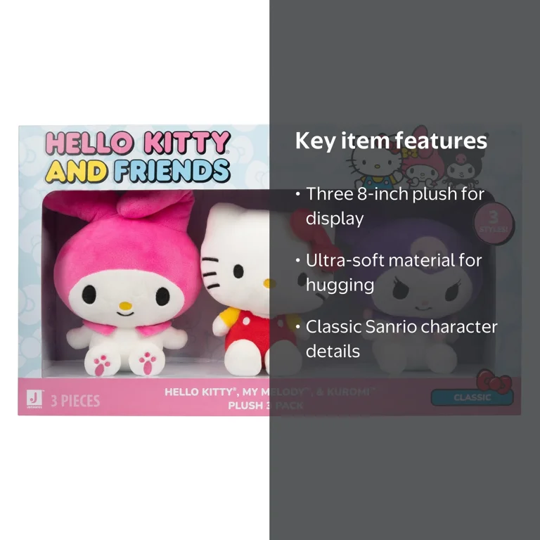 Sanrio, Hello Kitty & Friends Classic 8 inch Plush 3-Pack – Hello