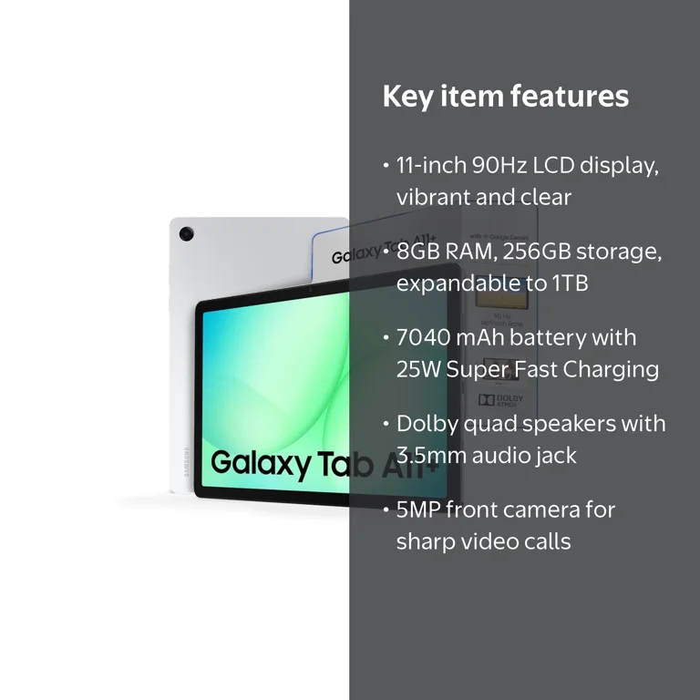 Samsung Galaxy Tab A11+ (Plus) 256GB + 8GB RAM Wi-Fi Tablet