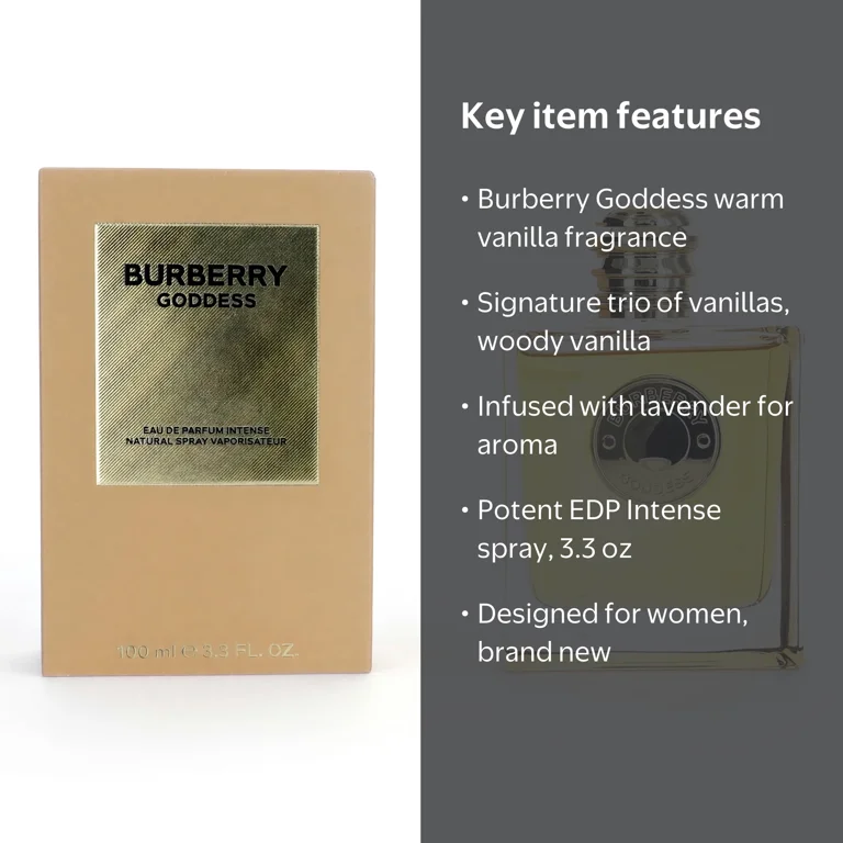 Burberry Goddess Intense Perfume, Amber Vanilla Fragrance, EDP
