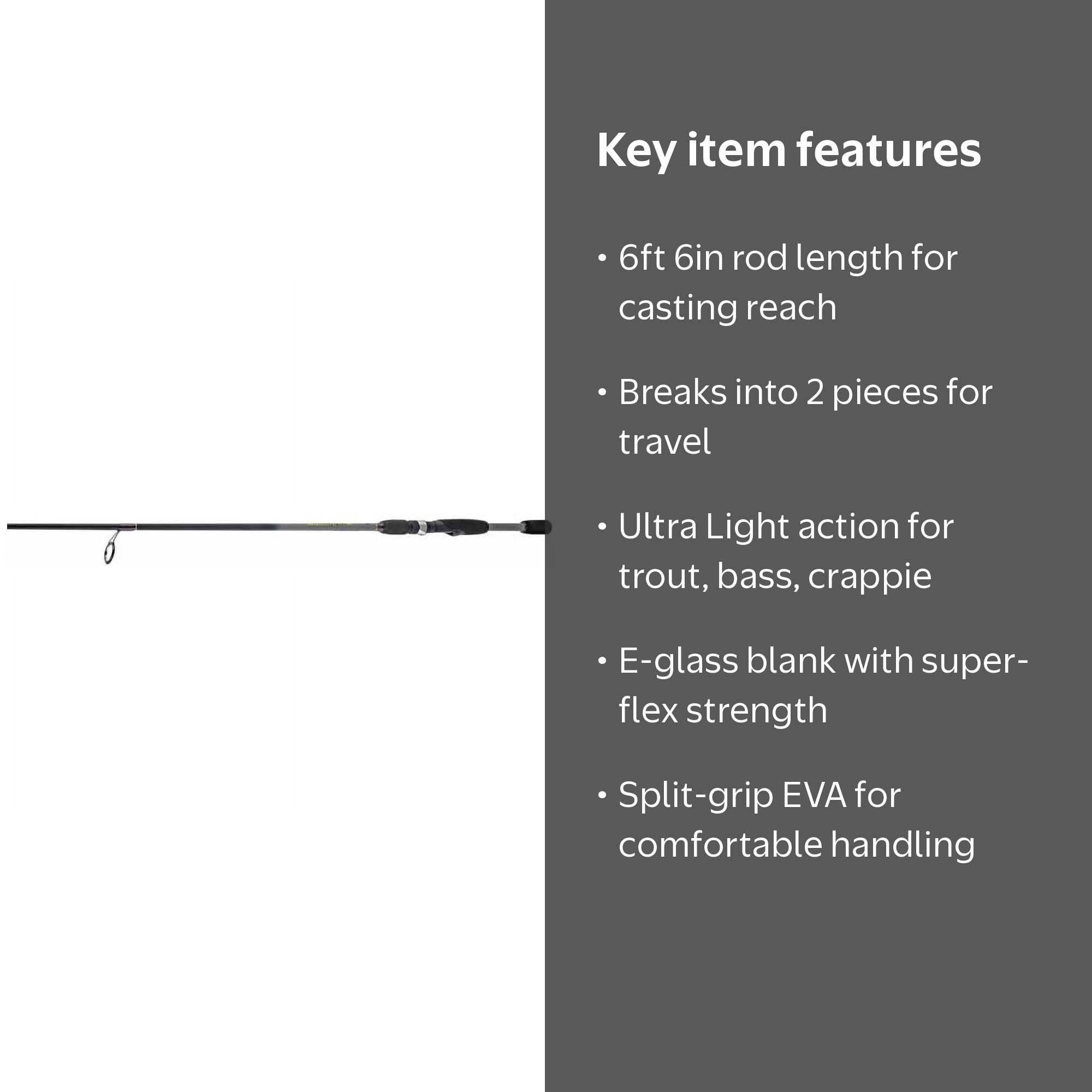South Bend Micro Light-S Spinning Rod, 6ft 6in Medium, 2pc, Ultra