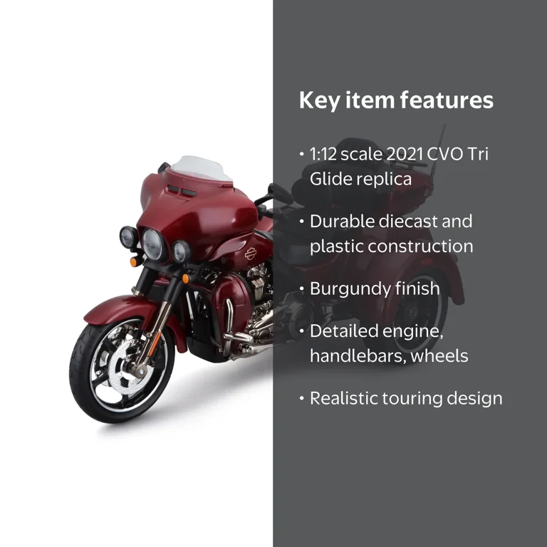 Maisto Harley Davidson 2021 CVO Tri Glide Diecast Motorcycle, 1:12