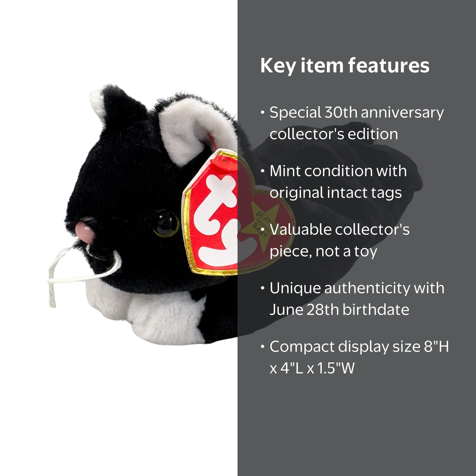 アクリルスタンド Beaniebaby TY Beanie Baby - ZIP II the Black Cat Plush Stuffed Animal Toy (8