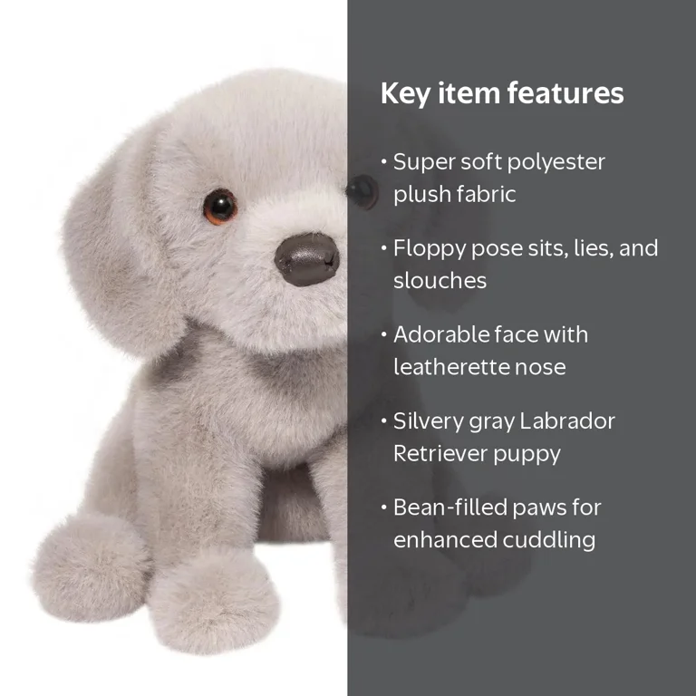 Douglas Cuddle Toys, Plush Toy, 9 inch Silver Lab Puppy, Gray