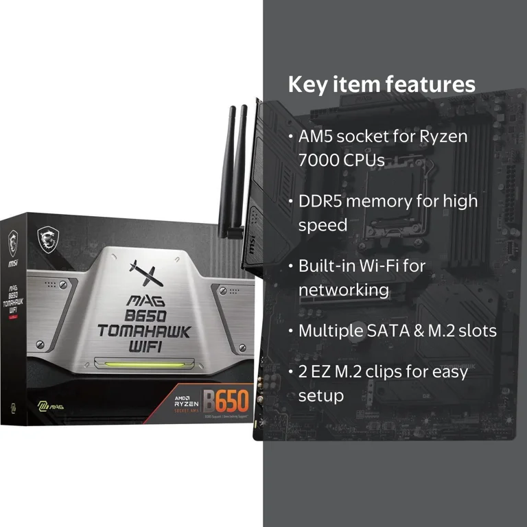 MSI MAG B650 TOMAHAWK WIFI AM5 DDR5 AMD Ryzen 7000 ATX Motherboard