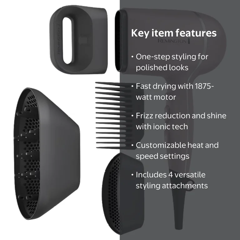 REMINGTON, Wet2Style Ceramic Ionic Hair Dryer, 1875W, Purple