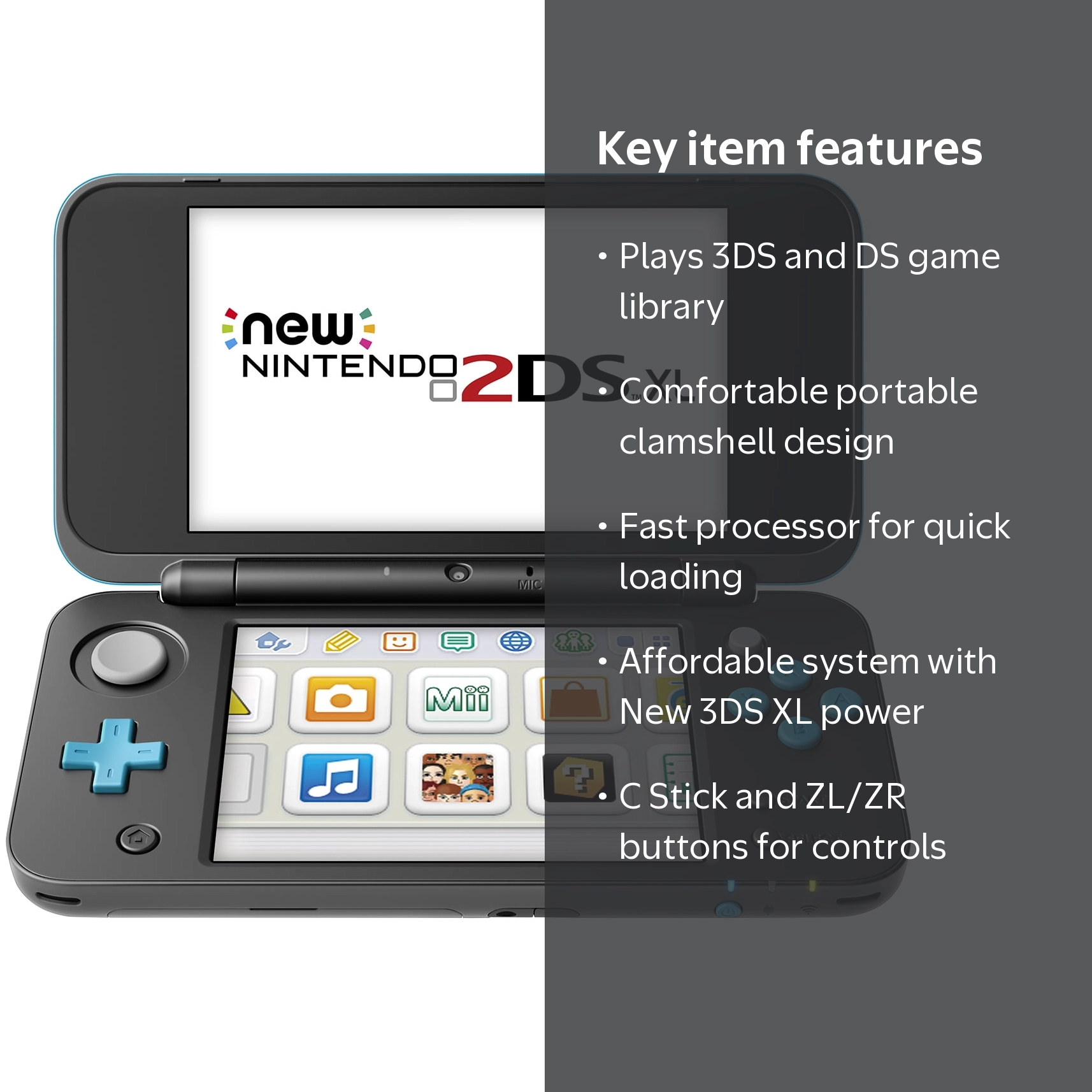 Nintendo, Nintendo 2DS XL Portable Gaming Console, Black and