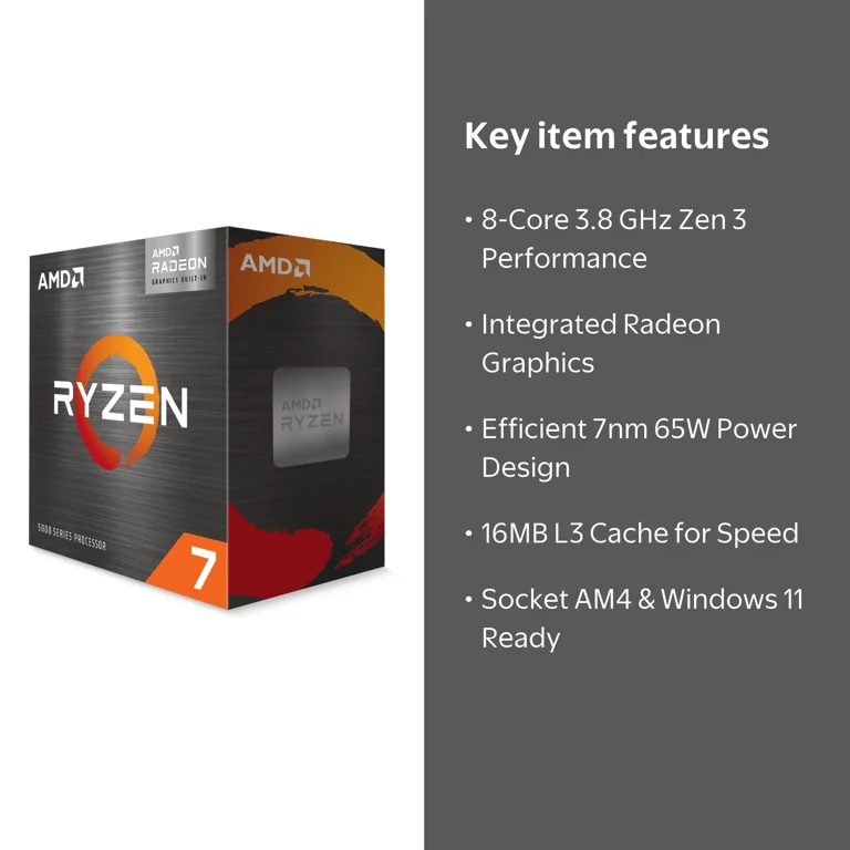 AMD Ryzen 7 5700G, 8-Core 3.8 GHz, Socket AM4, 65W, Radeon