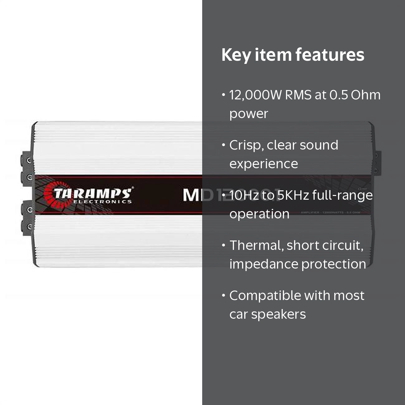 Taramps MD 12000.1 Class D Mono Amplifier, 0.5 Ohm, 12000 Watt