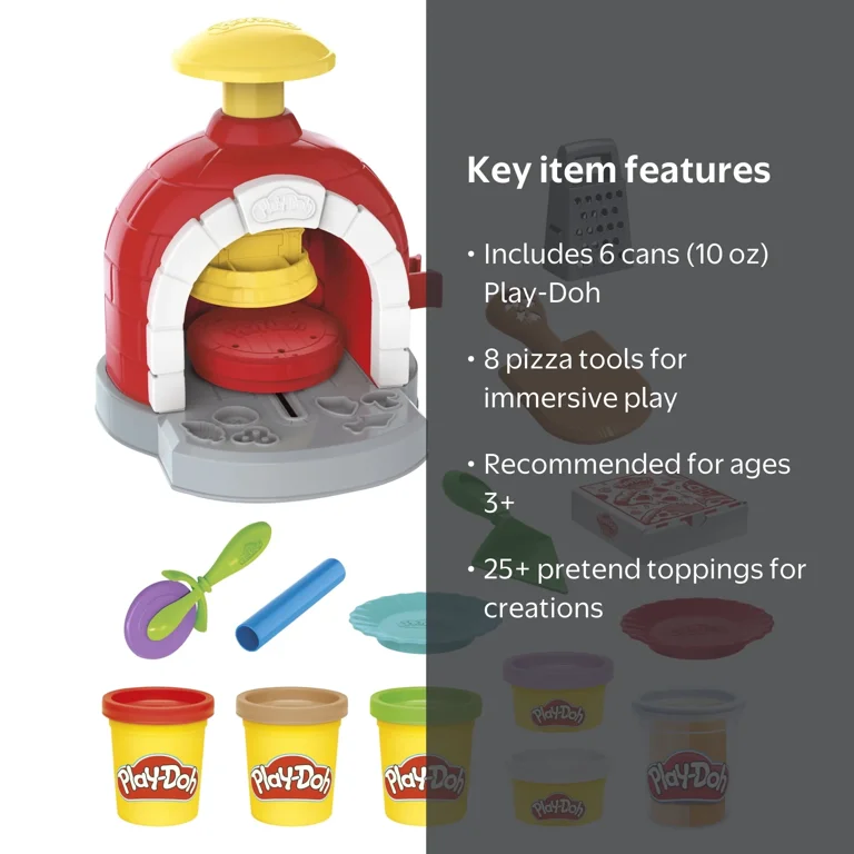 Play-Doh, Kitchen Creations Pizza Oven Playset, 6 Cans, 8