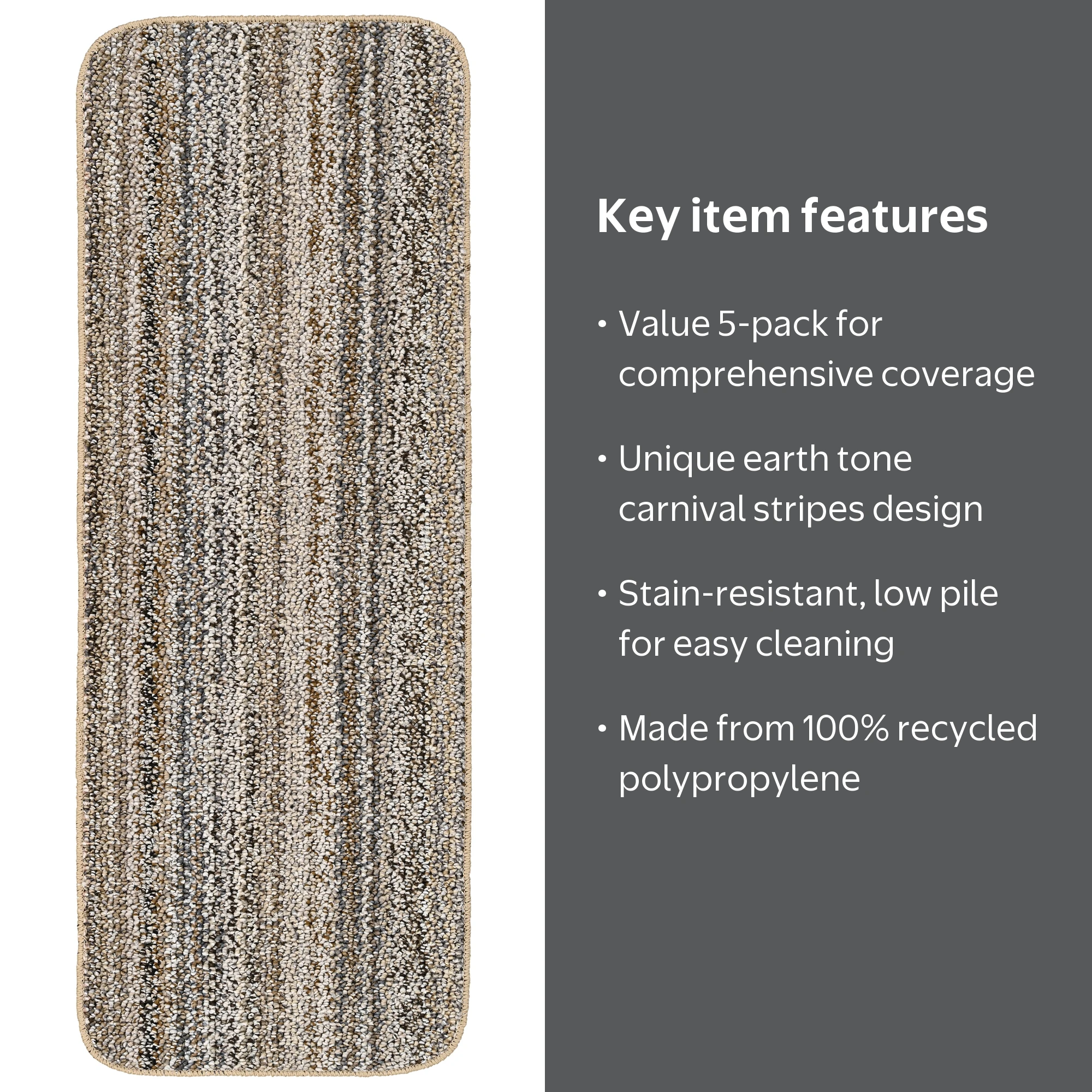 5 pack) Mainstays Carnival Stripe Polypropylene Indoor Runner Rug