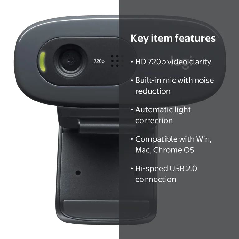 Logitech, HD Webcam, C270, 720p, Widescreen HD Video Calling