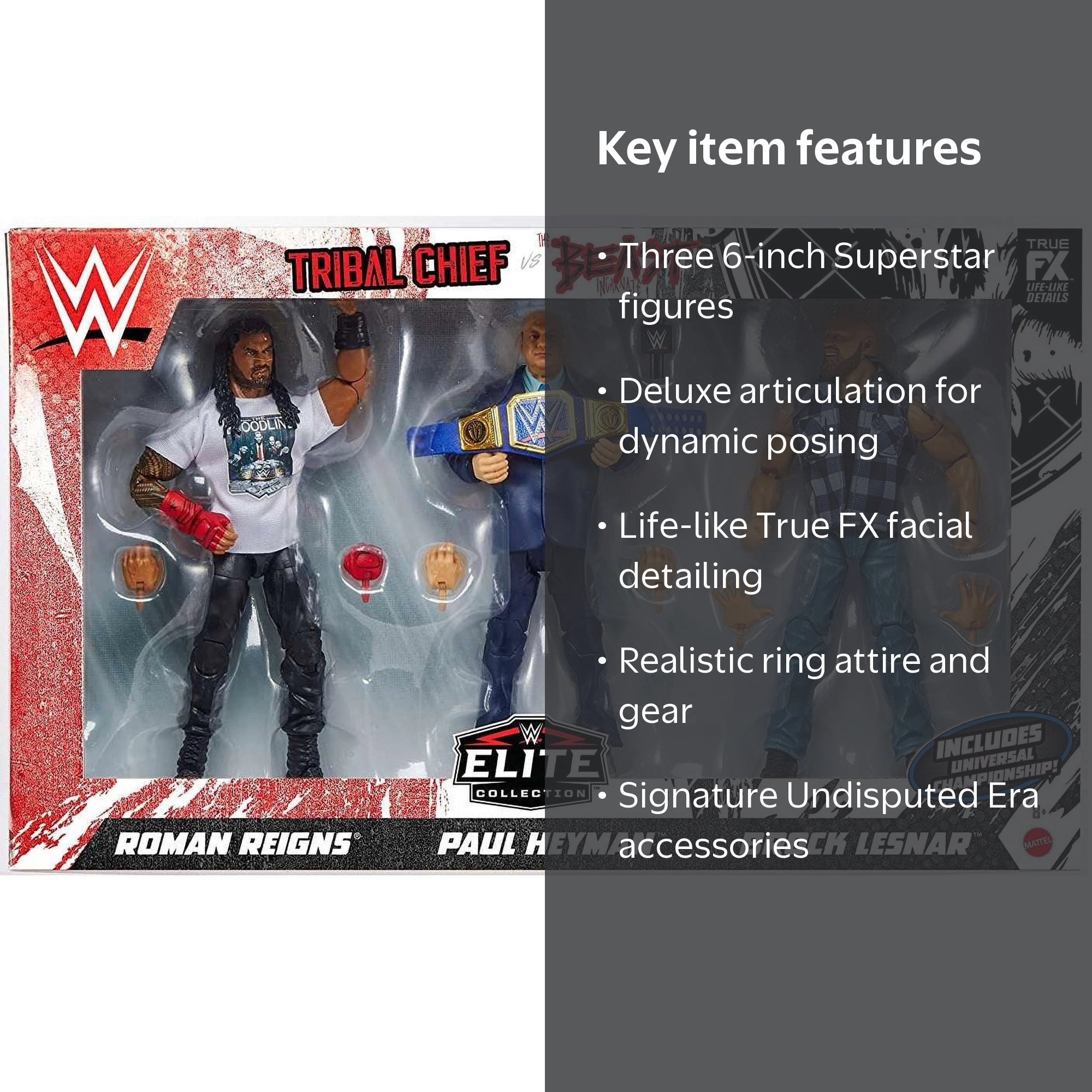 Mattel Action Figure 3pk Tribal Chief vs Beast Incarnate WWE Elite