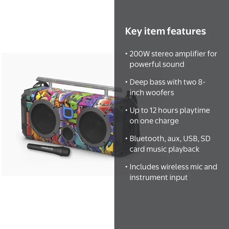 Bumpboxx Flare8 Portable Stereo Bluetooth Boombox with