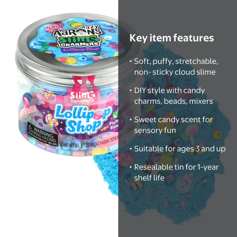 Crazy Aaron's Slime Charmers Lollipop Shop Cloud Slime, Blue, Ages